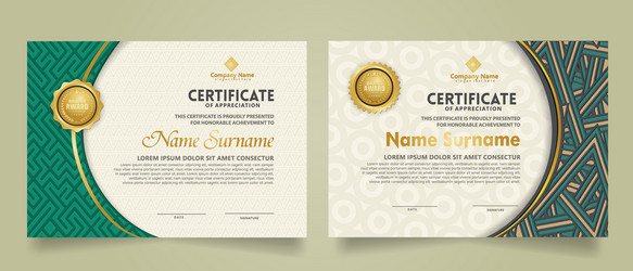 set modern certificate template with dynamic vector