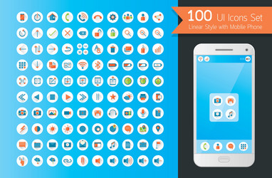 ui flat icons set with smart phone vector image