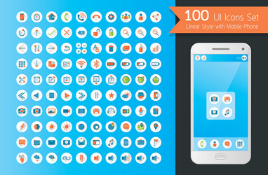 Ui flat icons set with smart phone vector