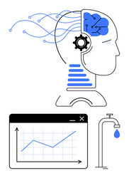 artificial intelligence concept with brain graph vector image