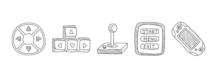 computer game playing doodle object and element vector image