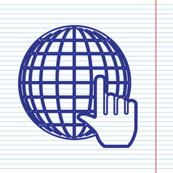 Earth globe with cursor navy line icon vector