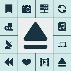 music icons set with datacenter devices backward vector