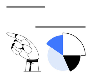 robotic hand pointing next to colorful pie chart vector image