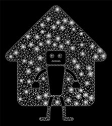 glowing mesh wire frame home robot with light vector image