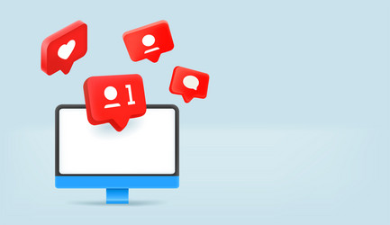 receiving notifications on modern computer 3d vector image