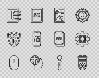 set line computer mouse video graphic card 3d vector image