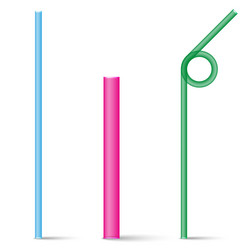 three colorful plastic drinking straws isolated vector image