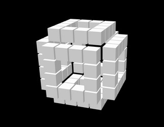 abstract 3d cube from cubes isolated on black vector image