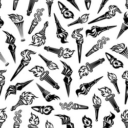 Ancient Flaming Torches Pattern vector image