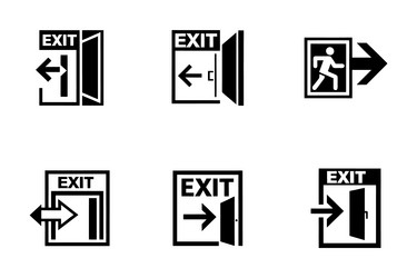 art style exit icon bundle set design vector image