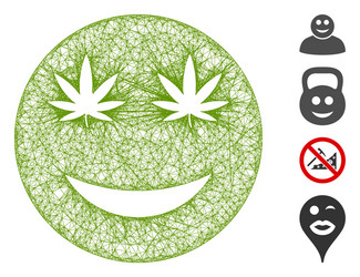 Cannabis smile web mesh vector