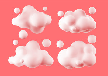 3d clouds set realistic icons geometric Royalty Free Vector