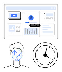 facial recognition technology with data dashboard vector image