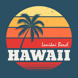 Lanikai Beach Palm Tree Tee Vector Image