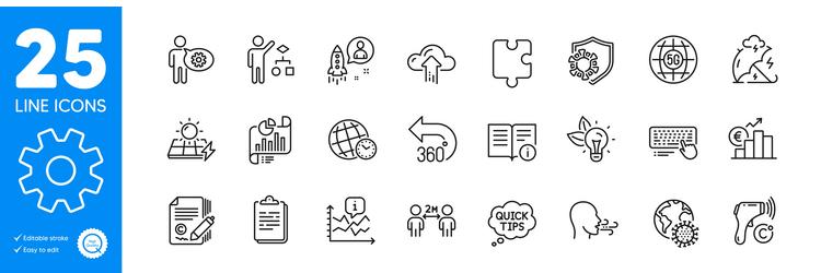 outline icons set 5g internet solar panels vector