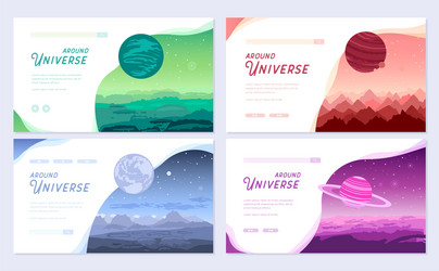 set of colorful covers with different planets vector