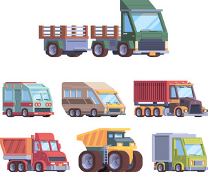 trucks collection heavy industry and cargo vector