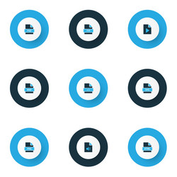 types icons colored set with file bmp code vector image