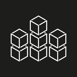 3d cube icon geometric box symbol stackable vector image