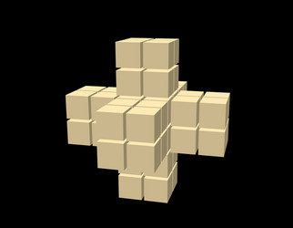 abstract 3d shape from cubes isolated on black vector image