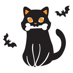 Black cat sitting cartoon Royalty Free Vector Image