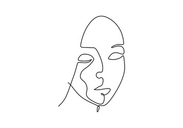 continuous line drawing face abstract minimalism vector image