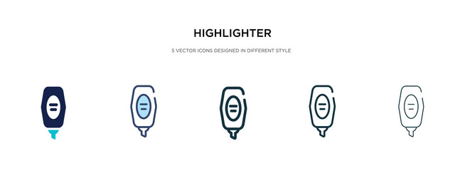 highlighter icon in different style two colored vector image