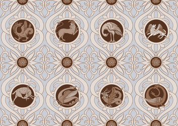 Medieval Mythical Creatures Pattern vector image