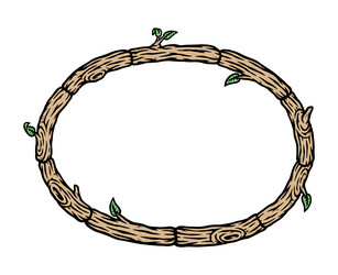 Rustic Wooden Circle Frame vector image