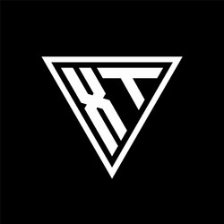 Xt logo with triangle shape and circle Royalty Free Vector