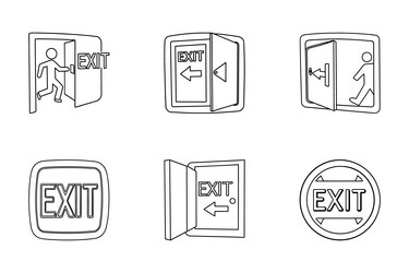art style exit icon bundle set design vector image