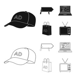 baseball cap pointer in hands laptop shopping vector