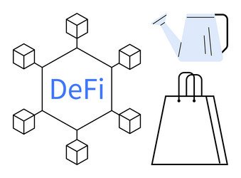 decentralized finance concept with blockchain vector image