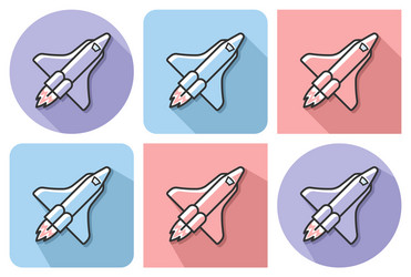 outlined icon of space shuttle with parallel vector image