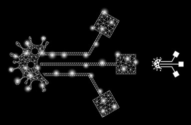 polygonal 2d mesh virus electronics with magic vector image