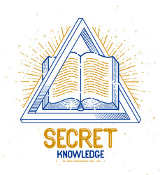 Secret knowledge vintage open book with sacred vector