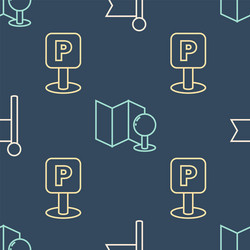 set line location marker parking and folded map vector image
