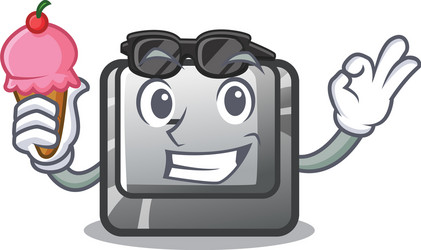 with ice cream button l in mascot shape vector image