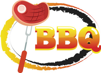 Bbq steak on fork circle background image vector