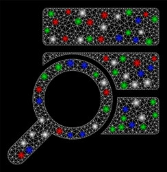 bright mesh wire frame explore database with light vector image