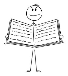 Cartoon Stick Figure Reading a Book vector image