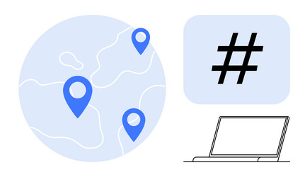 global network concept with geotags metadata tag vector image