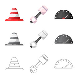 isolated object of car and rally symbol set vector image