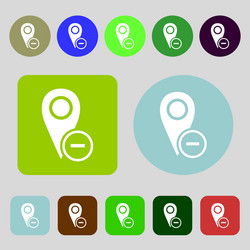 map pointer icon sign 12 colored buttons flat vector image
