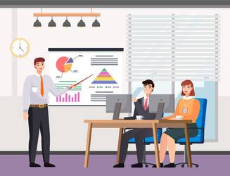 people are working and analyzing data man points vector image