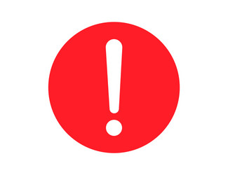 round warning sign in red flat design error alert vector image
