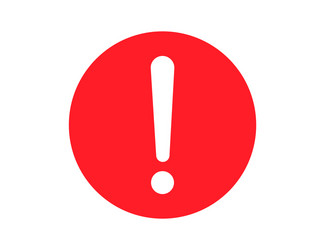 Round warning sign in red flat design error alert vector