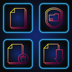 set line document with download delete file vector image