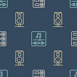 set line music playlist stereo speaker and player vector image